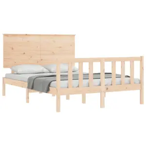 Berkfield Bed Frame with Headboard Small Double Solid Wood