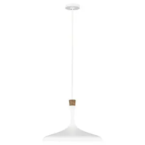 Elstead Darwin 1 Light Pendant, Matt White, E27