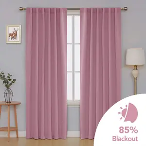 Deconovo Back Tab Blackout Curtains Thermal Insulated Curtains Energy Saving Curtains Rod Pocket Curtains 140x290 cm Pink 2 Panels