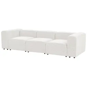 3 Seater Modular Corduroy Sofa White FALSTERBO