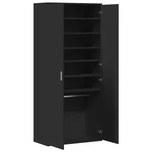 Berkfield Shoe Cabinet Black 80x39x178 cm Engineered Wood