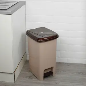 URBNLIVING 40L Slim Pedal Waste Recycling Bin Can Insert Step On Lid Kitchen Bathroom Cappuccino