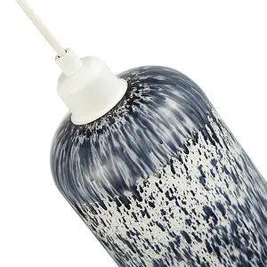 Pendant Light Shade in Dove Grey and Dusty Blue with Snowflake Marble Design