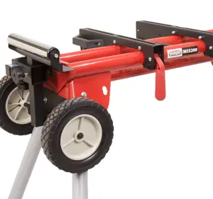 Lumberjack Universal Mitre Saw Stand with Folding Adjustable Legs Extensions & Wheels