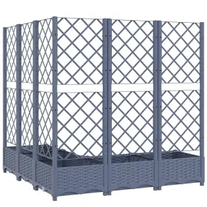 Berkfield Garden Planter with Trellis Dark Grey 120x120x121.5 cm PP