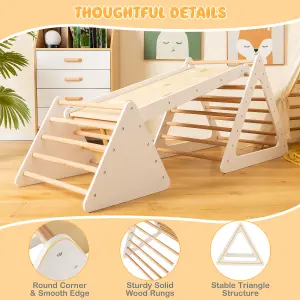 Costway 3 in 1 Toddler Climbing Toy Set Wooden Climber Log Bridge Kids Activity Center