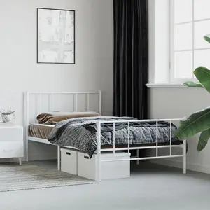 Berkfield Metal Bed Frame with Headboard and Footboard White 90x200 cm