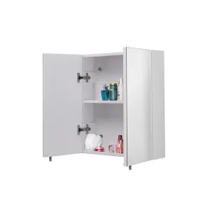 Croydex Cullen Gloss White Wall-mounted Double Bathroom Cabinet (H) 500mm (W) 450mm