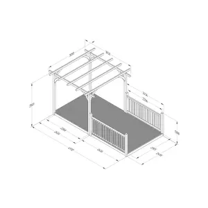 Forest Garden Natural Rectangular Pergola & decking kit, x4 Post x2 Balustrade (H) 2.5m x (W) 5.2m