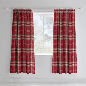 Kelso Pencil Pleat Room Darkening Curtains (Set of 2) Red