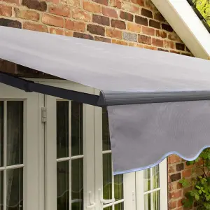 Primrose Awnings 2.5m x 2.0m Retractable Manual Standard Charcoal Frame Silver Awning Outdoor Patio Canopy