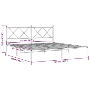 Berkfield Metal Bed Frame without Mattress with Headboard Black 183x213cm