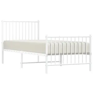 Berkfield Metal Bed Frame with Headboard and Footboard White 75x190 cm 2FT6 Small Single