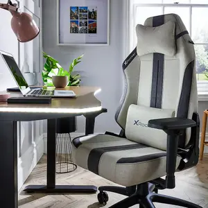 X-Rocker Onyx PC Office Gaming Chair, Ergonomic Computer Desk Chair, Velvet & Fabric with Lumbar Support - GREY