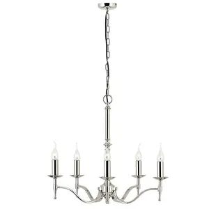 Avery Ceiling Pendant Chandelier Light 5 Lamp Bright Nickel Curved Candelabra