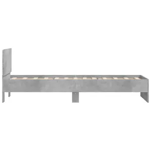 Berkfield Bed Frame with Headboard and LED Lights Concrete Grey 90x190 cm Single