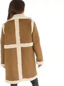 Womens Amalfi Shearling Coat Tan - Size 14