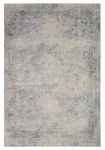 Ivory Light Blue Luxurious ,Rustic Textures Modern Rug For Bedroom & Living Room-160cm X 221cm