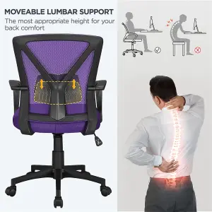 Yaheetech Ergonomic Mid-back Swivel Mesh Office Chair - Purple