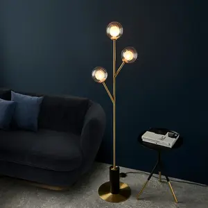 Luminosa Rome Complete Floor Lamp, Satin Brass Plate, Glass