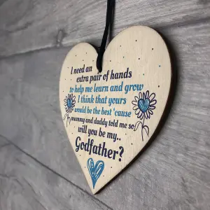 Red Ocean GODMOTHER GODFATHER Will You Be My Godfather Wooden Heart Plaque Goddaughter Godson Christening Asking Gifts