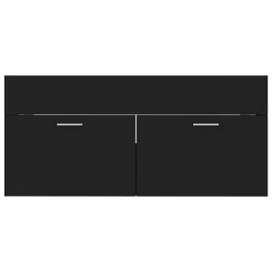 Berkfield Sink Cabinet with Built-in Basin Black Engineered Wood