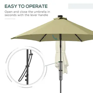 Outsunny 3(m) Cantilever Garden Parasol Umbrella W/ Solar LED and Cover, Beige