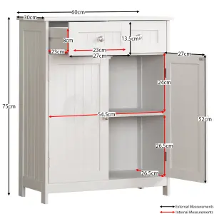 Bath Vida Priano White 2 Drawer 2 Door Freestanding Bathroom Cabinet