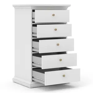 Paris Chest 5 drawers in White