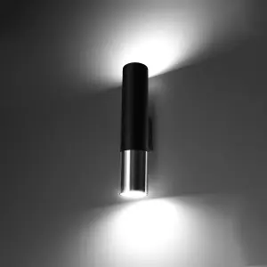 Loopez Steel Black/Chrome 2 Light Classic Wall Light