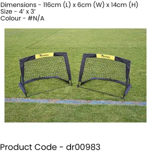 2 PACK - 4 x 3 Feet Fold Away Football Training Goal - Portable Side Game Net