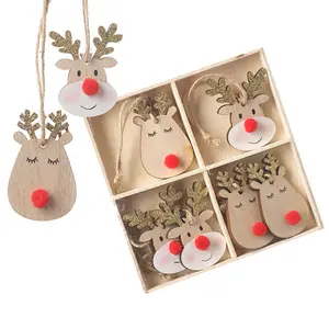 Deer Head Christmas Hanging Figurine Ornament Set (Set of 8)