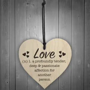 Red Ocean Love Definition Wooden Hanging Heart Plaque