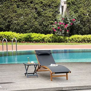 Wooden Outdoor Chaise Lounge with Adjustable Back and Headrest / Elegant Comfort for Relaxation