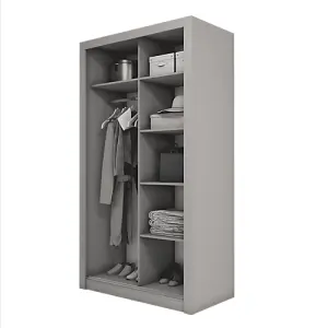 Sleek Mirrored Sliding Wardrobe in Grey - Spacious & Modern (H2150mm x W1200mm x D600mm)