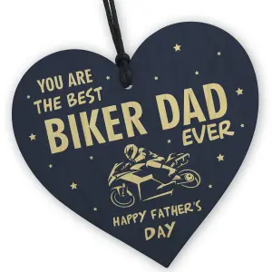 Red Ocean Motorbike Biker Bike Gift Fathers Day Gift for Dad Daddy Wooden Heart Hanging Sign