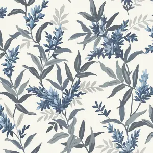 Olivia Floral Wallpaper Blue Belgravia 5905