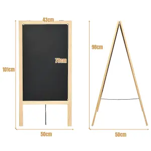 Costway Double-Sided Chalkboard Foldable Advertising Board w/ Magnetic Chalkboard Eraser for Home Cafe Restaurant Flower Shop