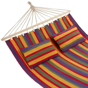 Hammock Eden - with support bars, for 2 people, durable fabric - colourful stripes