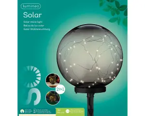 Lumineo Grey Solar Stake Globe Light 30cm