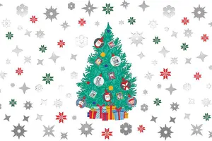 Christmas Tree and Silver Snowflakes Window Stickers Wall Art Home Decorations