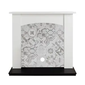 Focal Point Nebraska White & black MDF Artisian Fireplace surround set