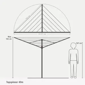 Brabantia Silver effect Rotary airer, 40m