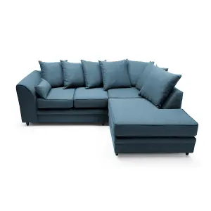 Darcy Corner Sofa Right Facing in Teal Linen Fabric