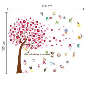 Walplus Combo Kids Huge Pink TreeWall Sticker + Alphabet PVC