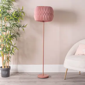 ValueLights Bett Pink Metal Floor Lamp with Origami Paper Fold Lampshade - Bulb Included