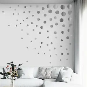 Walplus Silver Metallic Polka Dots X 3 Packs Kids Sticker PVC Silver