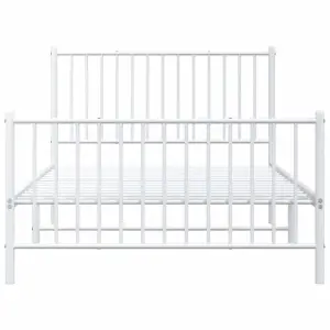 Berkfield Metal Bed Frame with Headboard and Footboard White 107x203 cm