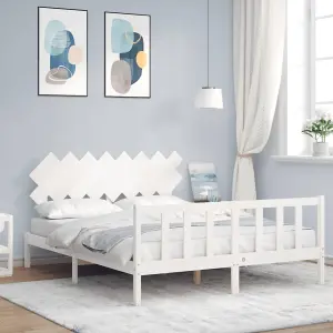 Berkfield Bed Frame with Headboard White 160x200 cm Solid Wood