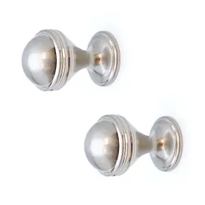 DecorAndDecor - COLLIER Brushed Nickel Decorative Round Ball Kitchen Cabinet Drawer Cupboard Knob Handle - Pair